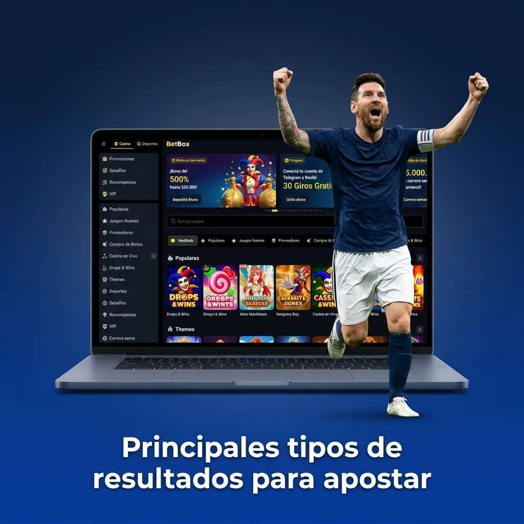 Principales resultados para apostar en deportes: ganador del partido 1X2, más/menos y hándicap.