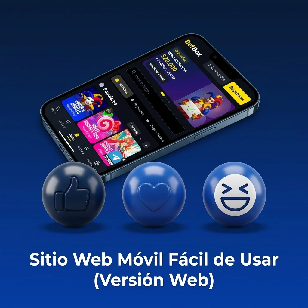 Celular mostrando la versión web móvil de Betbox, fácil de usar y sin necesidad de instalar la app.