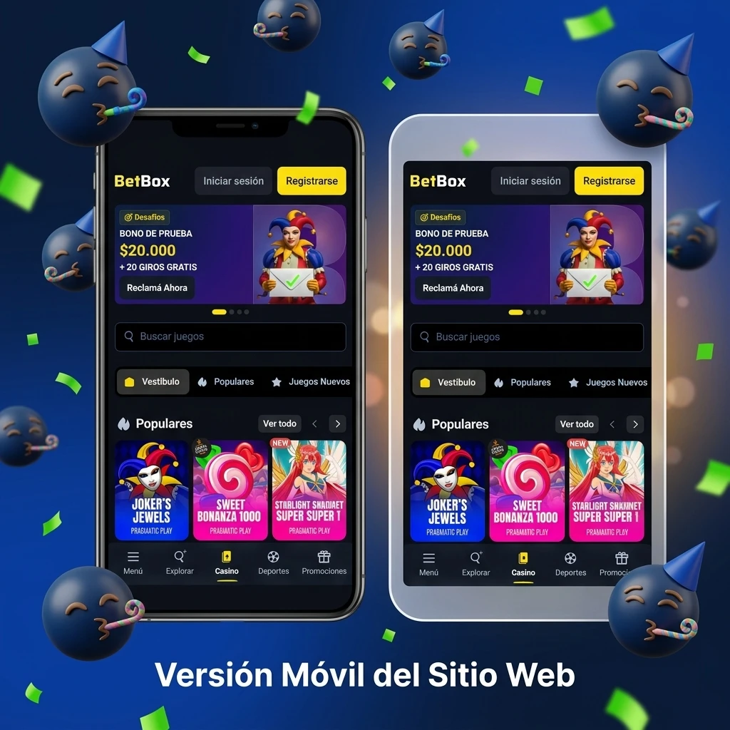 Versión móvil del sitio web para jugar al casino desde el celular sin instalar apps, compatible con Mercado Pago.