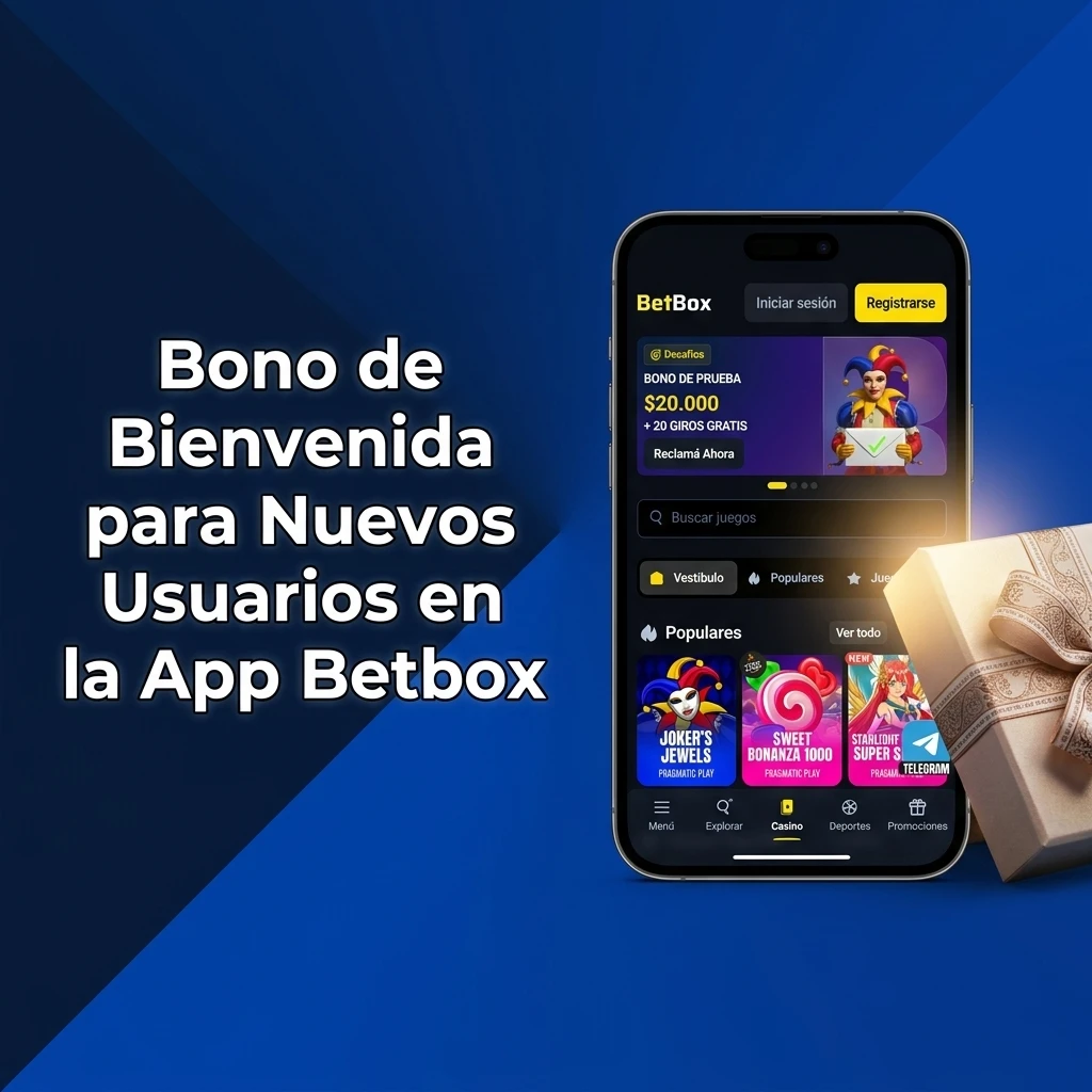 Bono de bienvenida en la app Betbox con saldo extra de hasta $2.500.000 y giros gratis para nuevos usuarios.