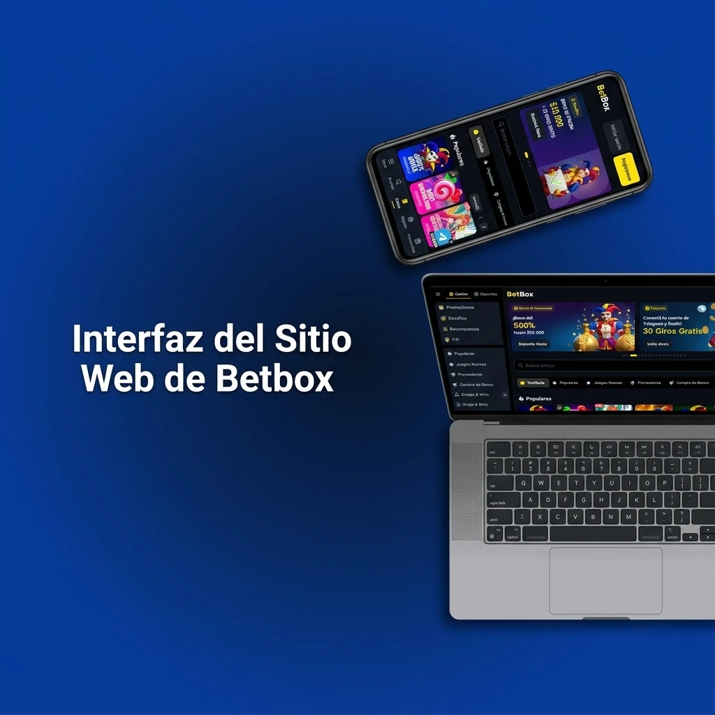 Interfaz del sitio web de Betbox con barra superior de deportes, casino en vivo, promociones y panel de usuario.