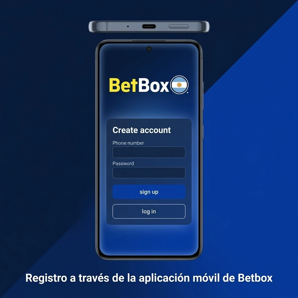 Pantalla de un celular mostrando el proceso de registro en la app móvil de Betbox.