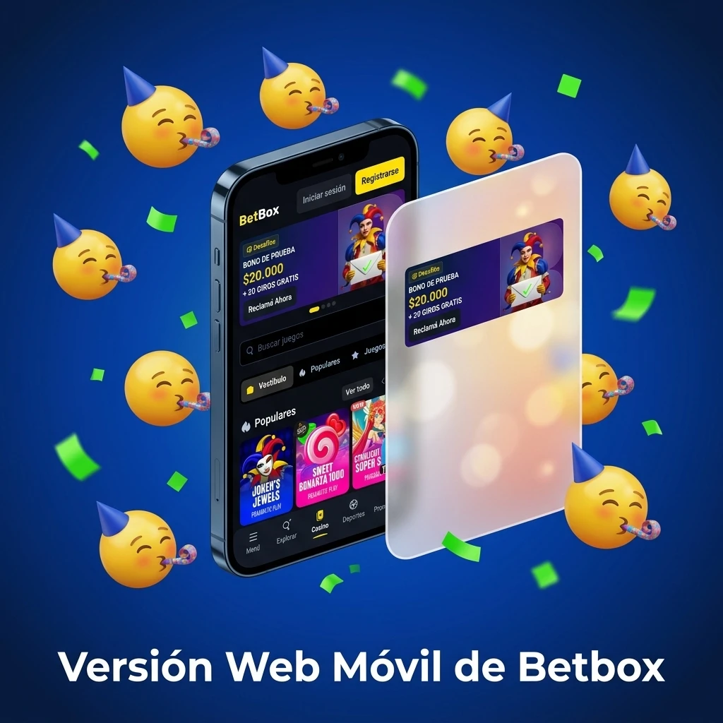 Versión web móvil de Betbox en celular. Hacé tus pronósticos y jugá al casino en vivo sin necesidad de instalar nada.