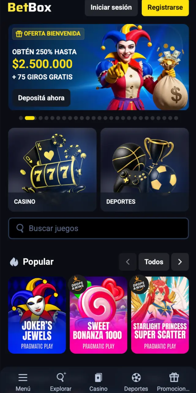 betbox app screenshot main
