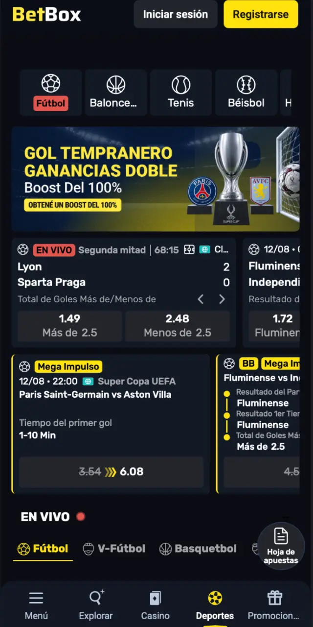 betbox app screenshot sports