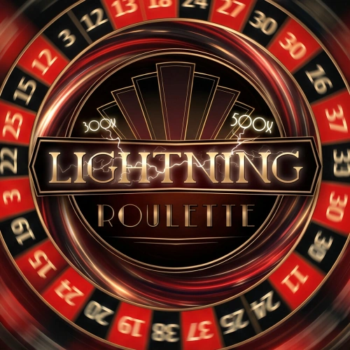 Logotipo de Lightning Roulette sobre una rueda de ruleta.