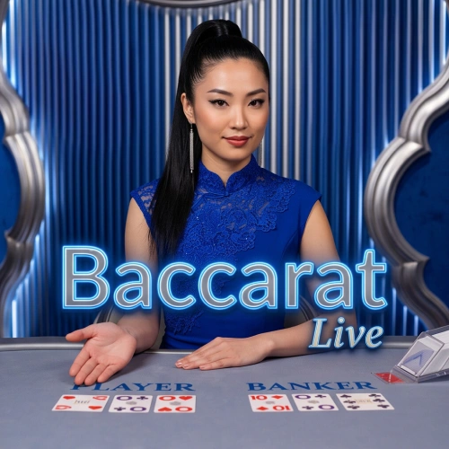 Crupier en una mesa de Baccarat Live.